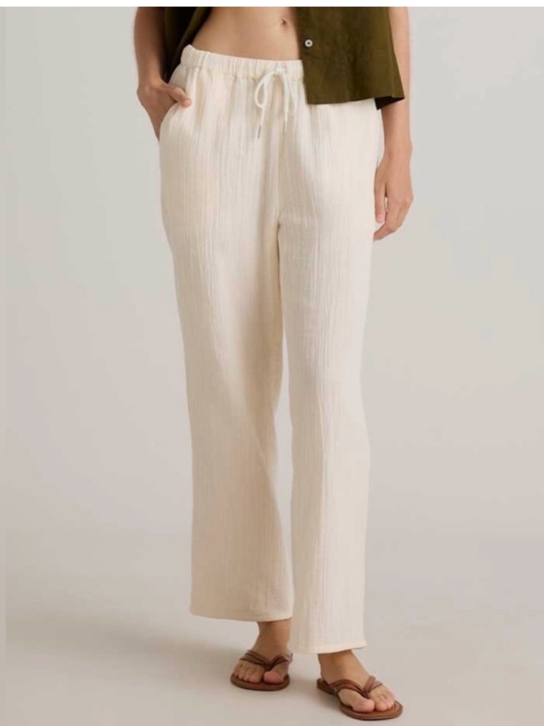 Quince 100% Organic Cotton Gauze Straight Leg Pants - Xl